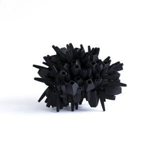Cocon. 3D print object. Zwart kunststof. Multiple.